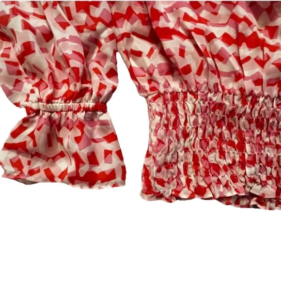 DKNY Colorful Silk Off the Shoulder Ruffle Blouse - M - Picture 5 of 7